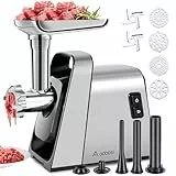 Tritacarne elettrico, Aobosi 3-IN-1 Multi tritacarne elettrico con 3 piastre di macinazione in acciaio inox, Kubbe e tubi di riempimento per salsicce, motore 3000W MAX per una macinatura veloce e fine