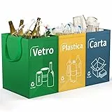 Opret Borse Raccolta Differenziata 40L, 3 Contenitori Raccolta Differenziata Interno, Bidoni Differenziata da Interno per Il Riciclaggio di Carta, Plastica e Vetro