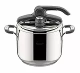 Lagostina Briosa LagoeasyUp Pentola a Pressione in Acciaio Inox 18/10 con Apertura Facile, Fondo Lagofusion e Valvola a Due Pressioni, Pentola a Pressione per Induzione e Gas, Capacità 7L
