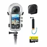 Insta360 X3 Kit Case Subacqueo Invisibile - Action Cam 360 impermeabile con sensore da 1/2', foto 360 da 72MP, video 360 5.7K, stabilizzazione, vibrazione, editing IA, live streaming, webcam