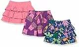 Amazon Essentials Gonne Pantalone lavorate a Maglia con Volant (precedentemente Spotted Zebra) Bambine e Ragazze, Pacco da 3, Blu Marino Giungla/Porpora Patatine Fritte/Rosa, 10 Anni