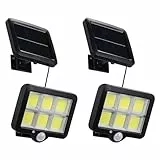Hommdiy 2 Pezzi Lampada da Parete Solare Esterno, 120 LEDs Luci Solare da Giardino con Sensore di Movimento 3 Modalità, IP65 Impermeabile Applique Esterno Solare Separato con 5m Cavo per Garage