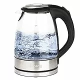 H.Koenig BO28 Bollitore Elettrico, Trasparente, LED Blu, Spegnimento Automatico, 1,7L, 2200W