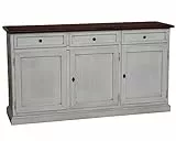 Vicentini arreda CREDENZA MADIA BUFFET IN LEGNO SHABBY CHIC 3 ANTE MOD MARTINI BICOLORE BIANCA ANTICATO E NOCE