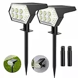 OOTDAY Luci Solari da Esterno, IP65 Faretto da Esterno, 108 LEDs Faretti Solari Potenti Giardino, 3 Livelli di Luminosità, per Cortile Alberi Vialetto(2 Pezzi)