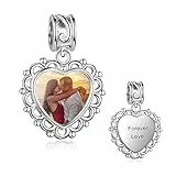 Lam Hub Fong Donna Cuore Forma Ciondolo Charms Ciondolo Bead da Argento 925 Foto Personalizzata per Bracciale Adatto per Bracciale Pandora Regalo per Fidanzata BFF Donna