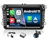 CAMECHO Android 11 Autoradio 2 Din Carplay per VW Golf 5 Golf 6 Polo Tiguan Touran Autoradio 7 Pollici Touch Screen con Navigatore Bluetooth Handsfree HiFi Supporto FM RDS SWC