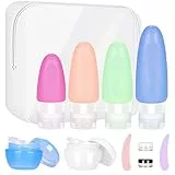 Mamowla 10 pezzi set Bottiglie da Viaggio in Silicone, Portatili Contenitori da Viaggio Ricaricabili Comprimibili per Shampoo, Balsamo, Crema, Lozione, Viaggio in Aereo Senza BPA, Approvato dalla FDA