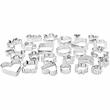Amazon Basics Set di formine per biscotti, Casa, confezione da 25, Argento