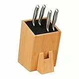 Relaxdays Ceppo Portacoltelli Vuoto, Supporto in bambù per Coltelli, Portautensili Cucina, 25x14,5x22 cm, Naturale Nero