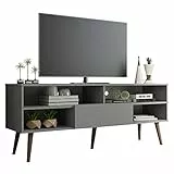 Madesa Mobile TV Moderno con 1 cassetto e 4 ripiani per TV fino a 65 pollici, 150 x 38 x 58 cm, in legno - Grigio