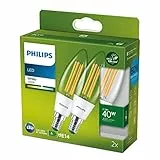 Philips LED Lampadina Classe A, Alto Risparmio Energetico, 40W, 2 Pezzi, Luce Naturale, Attacco E14