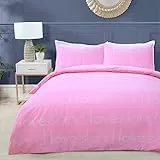 Sleepdown Love Island - Set di biancheria da letto con copripiumino e federe, motivo a righe, con logo TV Show, 220 x 230 cm, colore: Rosa