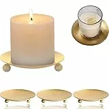 mohito 4PCS Portacandele Rotondo in Ferro Supporto Decorazione Candelabro Candelabro Supporto Vintage per Candele,Coni di Incenso Ornamenti per Matrimoni (oro)