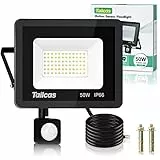 50W Faretto Led da Esterno con Sensore di Movimento, IP66 Impermeabile Faro Led Esterno 4500LM, 72 Leds 6500K Bianca Fredda -Luce a Led da Interno ed Esterno per Garage Cortile Giardino
