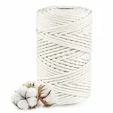 Corda Macrame 5mm, Diealles Shine 100m Filo Macrame Corda di Cotone, Corda Cotone Macrame per Fai da Te, Naturale Spago Bianco per Decorazioni Acchiappasogni Tende Wall Hanging