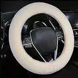 38cm Coprivolante Auto Peloso, Universali Fluffy Coprivolante, Coprivolante Sfocato Caldo Invernale per Donne/Ragazze (Beige)