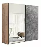 Composad | Armadio della Linea SYSTEMA, Armadio a 2 Ante Scorrevoli con Ante a Specchio, Camera da letto, (LxAxP) 250x223x67 cm, Colore Rovere Oak Miele e Grigio Tadao, Made in Italy