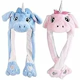 liuer Cappello con Orecchie 2PCS Simpatico Cappello di Coniglio Cappuccio Orecchie da Coniglio di Peluche a Forma di Coniglio Regalo di Compleanno(Unicorno Peluche Giocattolo)