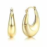 MILACOLATO Orecchini Cerchio in Oro per Donna Orecchini in Argento Sterling Ipoallergenici Orecchini Goccia Leggeri Vuoti Cerchio Mezzo con Placcatura in Oro 14K Orecchini Dichiarazione in Oro Spesso