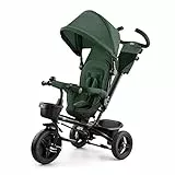 Kinderkraft AVEO Triciclo bambini dai 9 Mesi fino 25 kg, Passeggino con Maniglione del Genitore regolabile, Bici, Compatto pieghevole, Sedile girevole Fronte Mamma e Strada, Ruota libera, Verde