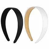 WLLHYF 2 Pezzi Fasce per Capelli in Raso 1 Pollice Solido Largo Fascia per Capelli Dura Antiscivolo Fasce per Capelli Pianura Accessori per Capelli Fai da Te per Donne Ragazze Halloween Natale