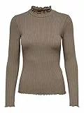 JDY Jdyfransiska L/S Highneck Top Jrs Noos, Maglia manica lunga Donna, Marrone (Walnut), S