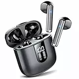 Cuffie Bluetooth, Auricolari Bluetooth 5.3 con Stereo HiFi Immersivo, Cuffie Wireless Mini Incorporato 4 HD Mic, Cuffiette Bluetooth IP7 Impermeabili, Cuffie Senza Fili con LED 30 Ore, Nero(2023)