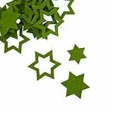 Oblique Unique® - 24 stelle in feltro, decorazione natalizia, decorazione da tavolo, 3 motivi, colore verde