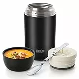 WayEee Contenitore Termico per Alimenti, Barattolo per Alimenti sottovuoto di Acciaio Inossidabile 710ml con Un Cucchiaio Pieghevole per Zuppa, Porridge, Riso, Frutta