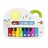 Fisher-Price - Pianoforte di Cagnolino Ridi & Impara Edizione Multilingue, Portatile con Luci, Versi degli Animali, Contenuti Educativi e 4 Modalità di Gioco, Giocattolo per Bambini 6+ Mesi, HHX13