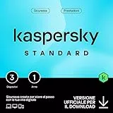 Kaspersky Standard Anti-Virus 2024 | 3 dispositivi | 1 anno | Sicurezza avanzata | Protezione delle operazioni bancarie online | Ottimizzazione delle prestazioni | PC/Mac/mobili | Attivazione e-mail