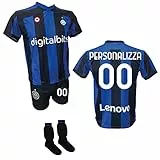 Generico Completo Calcio Maglia neroazzurra Personalizzabile, Pantaloncino e Calzettoni Replica Autorizzata 2022-2023 Taglie da Bambino e Adulto (4 Anni)