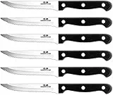 G.a HOMEFAVOR Coltelli Bistecca, 6 Pezzi Set Coltelli da Tavola Acciaio Inox, Coltello da Carne per la Casa e Il Ristorante, Set 6 coltelli Bistecca con Manico Ergonomico in ABS