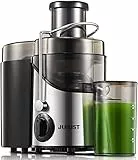 JUILIST Centrifuga Frutta e Verdura, 400W Estrattore di Succo a Freddo con 65 MM Bocca Larga, 3 Velocità, Acciaio Inox, Piedi Antiscivolo, Includi Spazzola, Facile Pulizia, Senza BPA (argento)