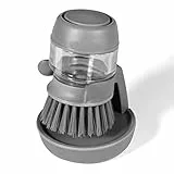 Allinside Spazzola per la Pulizia dei Piatti con Dispenser di Sapone, Spazzola da Cucina per la Pulizia di Piatti, Pentole, Padelle e Lavelli - Grigio, V014DCBGRE