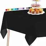 PartyWoo Tovaglia Nera 3 pezzi, 137 x 274 cm/ 54 x 108 pollici Tovaglia rettangolare lavabile per tavoli da 6 a 8 piedi, tovaglie, tovaglie, tovaglie impermeabili per feste, compleanni