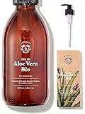 Bionoble Aloe Vera Gel Puro Bio 200ml - Realizzato con Polpa di Aloe Vera Fresca e Pura al 100% e con Lavanda Bio - Senza Xantano - Viso, Contorno Occhi, Corpo, Capelli - Bottiglia di Vetro + Pompa