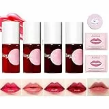 Lipstick Lip Stain 4 Pezzi Lunga Durata Set Lucidalabbra Lipgloss Lucida Cheek Tinta Macchia Rossetto Liquido Waterproof Impermeabile Antiaderente Tinte Labbra Rossetti Mini Liquid Tint Water Korean