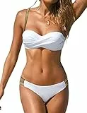 UMIPUBO Costume da Bagno Donna Due Pezzi Push Up Costumi da Mare Donna Bikini Sexy Spiaggia Beachwear Swimwear con Cintura Classico Vestiti da Spiaggia Mare Estate(Bianco, XL)