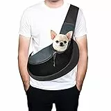 Brynnl Borsa a tracolla per animali domestici, Borsa a tracolla per animali domestici Marsupio a tracolla per cani di piccola taglia Borsa a tracolla regolabile con custodia in rete per camminare (S)