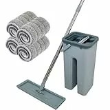 Venteo - scopa autodetergente con secchio a doppio scomparto, scopa a testa girevole e salviette in microfibra (scopa autodetergente e 2 salviette)