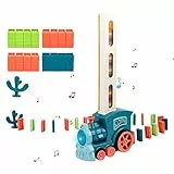 QKTYB Set Trenino Domino da 80 PZ Blocchi Domino Trenino Automatico con Luci e Suoni Gioco di distribuzione Automatica dei Rally per la Prima Infanzia Adatto a Bambini di età Superiore a 3 Anni