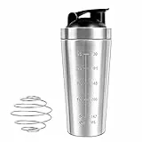 Lotvic Shaker Proteico in Acciaio Inox, 750ML Bottiglie Shaker per Proteine, Shaker per Proteine Fitness, Shaker Bottle con Sfera in Acciaio Inossidabile, Tazza per Frullati Proteici per Sport Fitness