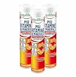 Equilibra Integratori Alimentari, Più Vitamine e Minerali, Integratore Multivitamine con 12 Vitamine e 6 Minerali per Efficienza e Vitalità, Gusto Lemon Lime, 3 Pezzi da 20 Compresse Effervescenti
