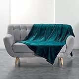 DOUCEUR D'INTERIEUR morbidezza interna FLANOU Plaid, Poliestere, Blu, 180 x 220 CM