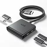 uni Hub dati USB C da 5 Gbps, hub adattatore da USB C a USB C a 4 porte con cavo in nylon da 60 cm, splitter multiporta per iPhone 15, MacBook Pro/Air, iMac, iPad Pro, Dell, HP, Chromebook, Galaxy S23