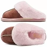 KuaiLu Pantofole Donna Invernali Pelose Pelle Chiuse Ciabatte Casa Calde Peluche Pelo Foderata Babbucce Comode Memory Foam Slippers Antiscivolo Suola Scarpe Rosa 39