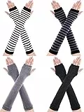 SATINIOR 4 Paia Lunghi Guanti Senza Dita Scaldabracci Foro di Pollice Guanti di Lunghezza del Gomito per Donne (Colore Set 1)