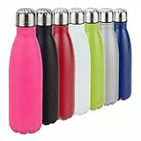 Relaxdays Bottiglia Termica in Acciaio Inox, Chiusura Ermetica, per Bevande Calde e Fredde, Borraccia Isolante, Inossidabile, Rosa, 500 ml